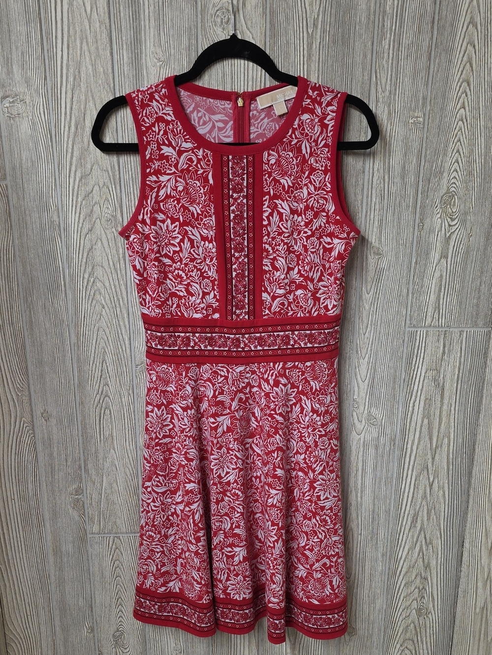 Michael Kors Red and White Floral Sleeveless Fit and Flare Dress Womens Size S